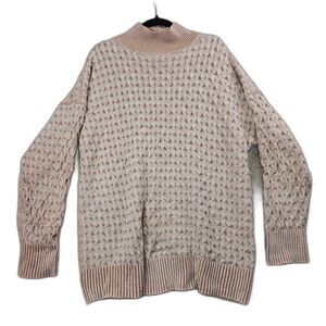 Knox Rose Mock Turtleneck Chunky Knit Sweater Cream Peach Women's Size XL